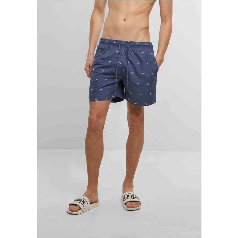 Urban Classics - Embroidery Swim shorts - Blue/Mint green
